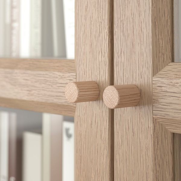 IKEA Книжный шкаф со стеклянными дверцами, имитация. дуб/бесцветное стекло BILLY / OXBERG, 695.819.11 69581911 фото