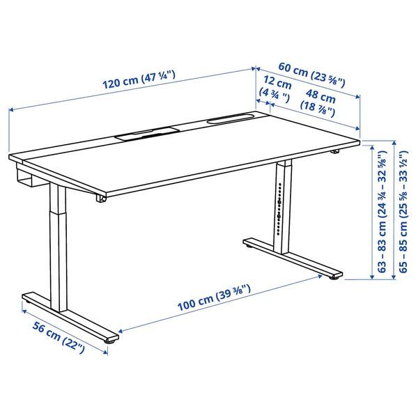 IKEA Письменный стол, ясеневый шпон, крашенный в черный/белый MITTZON, 095.258.57 09525857 фото
