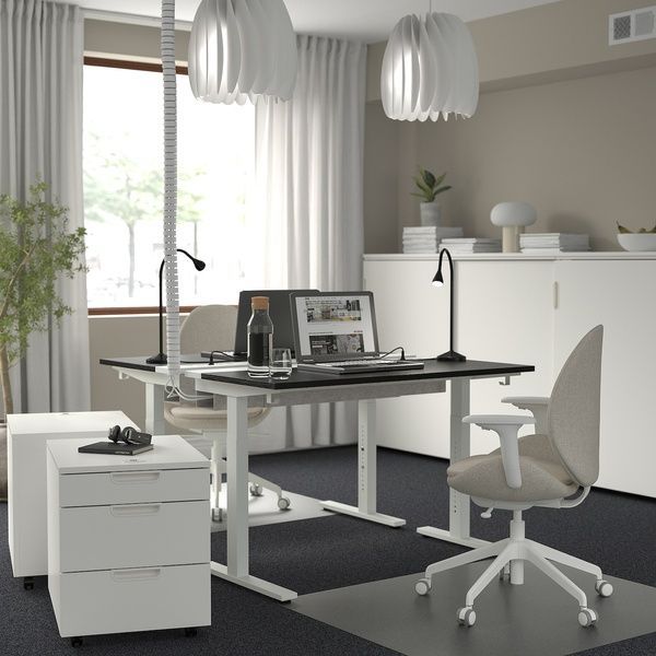 IKEA Письменный стол, ясеневый шпон, крашенный в черный/белый MITTZON, 095.258.57 09525857 фото