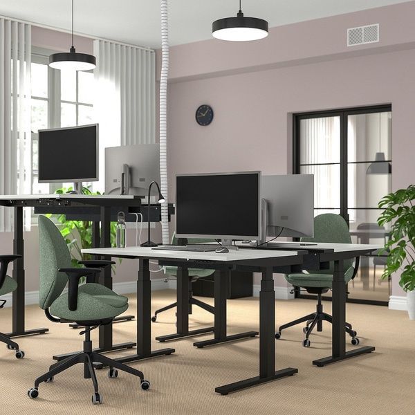 IKEA Регулируемый по высоте письменный стол, электрический белый/черный MITTZON, 095.261.16 09526116 фото