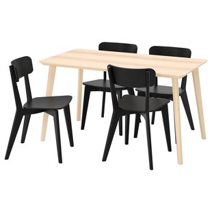 IKEA LISABO / LISABO (ИКЕА ЛИСАБО/ЛИСАБО), Стол и 4 стула, ясеневый шпон/черный, 140х78 см, 893.855.32 89385532 фото