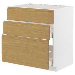IKEA Підлогова шафа/витяжка цинт. з ящиком, білий/імітація Voxtorp дуб METOD / MAXIMERA, 095.379.21 09537921 фото