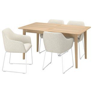 IKEA Стіл та 4 стільці, шпон світлого буку/білий Gunnared beige SKANSN&Auml;S / TOSSBERG, 695.615.93 69561593 фото