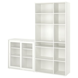 IKEA VIHALS (ИКЕА ВИХАЛС), Книжный шкаф/стеклянная дверь, белый/прозрачное стекло, 190x37x200 см, 195.210.95 19521095 фото