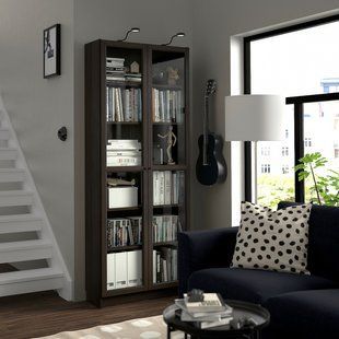IKEA Книжный шкаф со стеклянными дверцами, имитация темно-коричневого цвета. дуб BILLY / OXBERG, 194.833.19 19483319 фото
