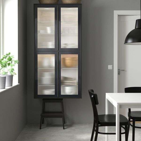 IKEA Стеклянная дверь, антрацит/рифленое стекло HEJSTA, 205.266.38 20526638 фото