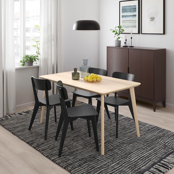 IKEA LISABO / LISABO (ИКЕА ЛИСАБО/ЛИСАБО), Стол и 4 стула, ясеневый шпон/черный, 140х78 см, 893.855.32 89385532 фото