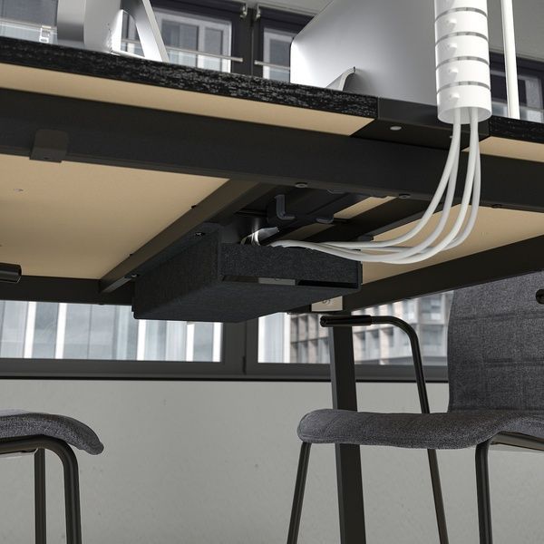 IKEA Стол для переговоров, ясеневый шпон, крашенный в черный цвет/черный MITTZON, 195.333.95 19533395 фото