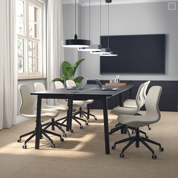 IKEA Стол для переговоров, ясеневый шпон, крашенный в черный цвет/черный MITTZON, 195.333.95 19533395 фото