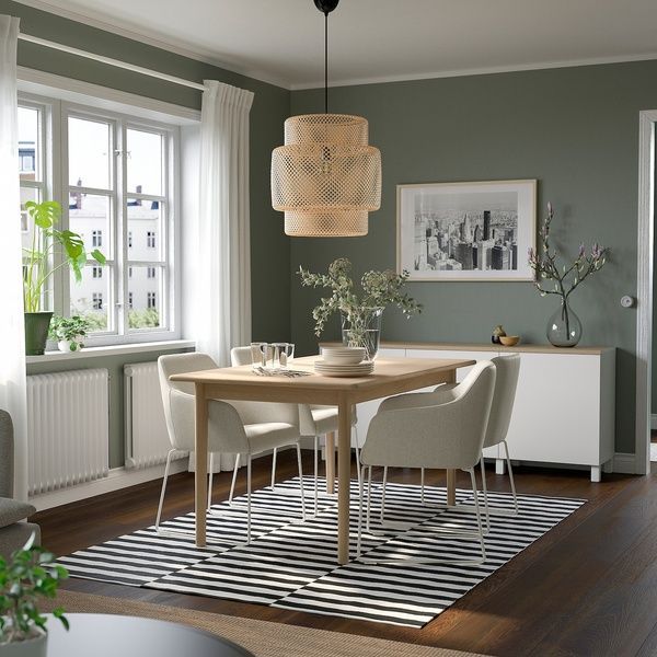 IKEA Стіл та 4 стільці, шпон світлого буку/білий Gunnared beige SKANSN&Auml;S / TOSSBERG, 695.615.93 69561593 фото