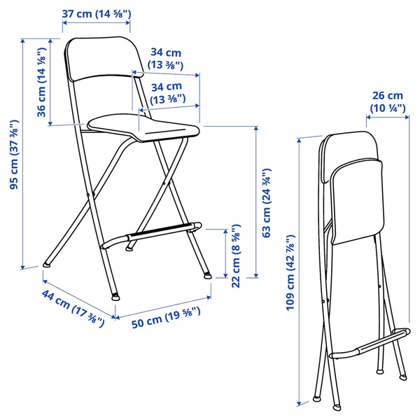 IKEA Стілець барний FRANKLIN (ІKEA ФРАНКЛИН), Стілець складаний зі спинкою, чорний, чорний, 504.064.65 50406465 фото