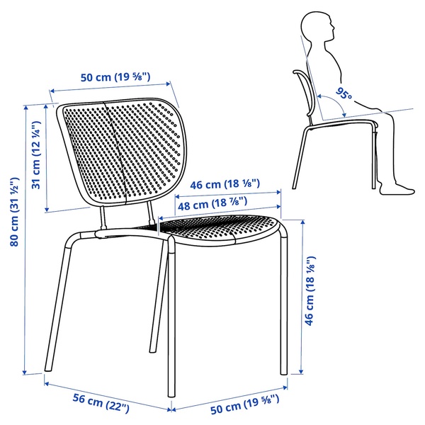 IKEA DUVSKAR (ИКЕА ДУВСКАР), Стул для дома и улицы, черно-синий, 705.157.60 70515760 фото