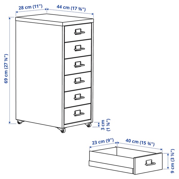 IKEA HELMER (ИКЕА ХЕЛМЕР), Тумба с ящиками на колесах, белый, 102.510.45 10251045 фото