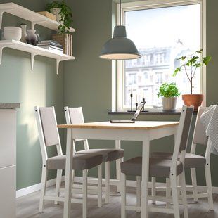 IKEA Стіл та 4 стільці світло-коричнева морилка, біла морилка/Кніса сіра/беж PINNTORP / STEFAN, 395.478.34 39547834 фото