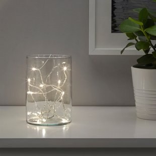 IKEA гірлянда LEDFYR (ІKEA LEDFYR), СВІТЛОДІОДНА гірлянда, 12 ламп, для приміщень, на батарейках срібло, 304.210.23 30421023 фото