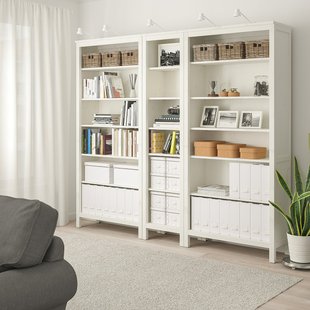 IKEA Стеллаж HEMNES (ИКЕА ХЕМНЭС), Стеллаж, белая морилка, 792.311.54 79231154 фото