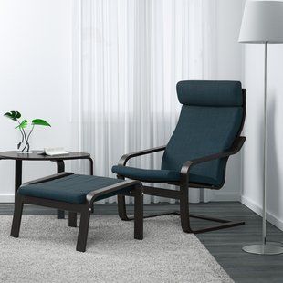 IKEA Крісло, чорно-коричневий/Hillared темно-синій PO&Auml;NG, 491.978.11 49197811 фото