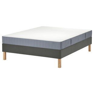 IKEA Ліжко Continental, Vester&ouml;y середньої жорсткості/світло-блакитний темно-сірий LYNG&Ouml;R, 895.531.39 89553139 фото