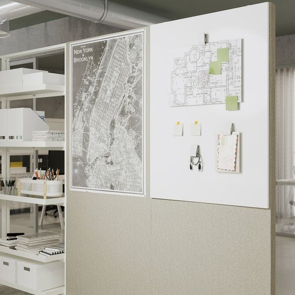 IKEA Рама з колесами/акустична панель, Gunnared бежевий/білий MITTZON, 395.146.83 39514683 фото