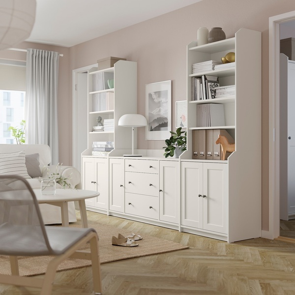 IKEA HAUGA (ІKEA HAUGA), Книжкова шафа, білий, 279x46x199 см, 393.879.01 39387901 фото