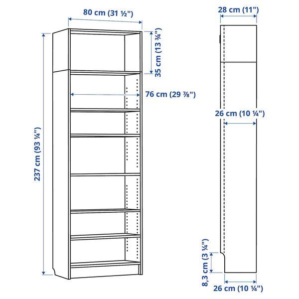 IKEA Книжный шкаф с расширением, имитация. дуб BILLY, 895.818.87 89581887 фото