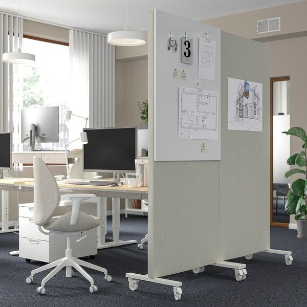 IKEA Рама з колесами/акустична панель, Gunnared бежевий/білий MITTZON, 395.146.83 39514683 фото
