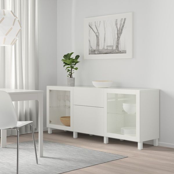 IKEA Комбінація з ящиками, біле прозоре скло Lappviken/Sindvik/Stubbarp BEST&Aring;, 294.126.75 29412675 фото