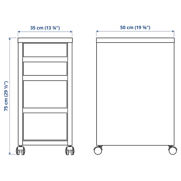 IKEA MICKE (ІKEA МИККЕ), Комод на коліщатках, під вибілений дуб, 35 х 75 см, 204.926.95 20492695 фото