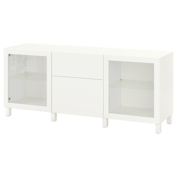 IKEA Комбінація з ящиками, біле прозоре скло Lappviken/Sindvik/Stubbarp BEST&Aring;, 294.126.75 29412675 фото