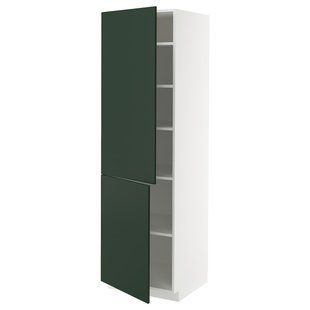 IKEA Висока шафа з полицями/2 дверцята, білий/Havstorp темно-зелений METOD, 895.574.58 89557458 фото