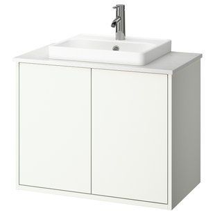 IKEA Шафа умивальна з дверцятами/мийкою/змішувачем, білий/білий мармур HAVB&Auml;CK / ORRSJ&Ouml;N, 595.299.71 59529971 фото