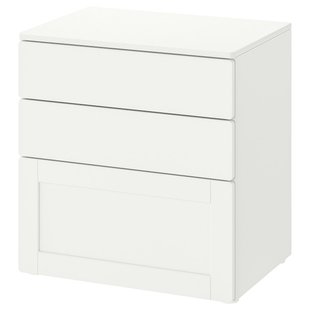 IKEA SMASTAD / PLATSA (ИКЕА СМАСТАД/ПЛАТСА), Комод с 3 ящиками, белый белый/белая рама, 60x42x63 см, 994.201.96 99420196 фото