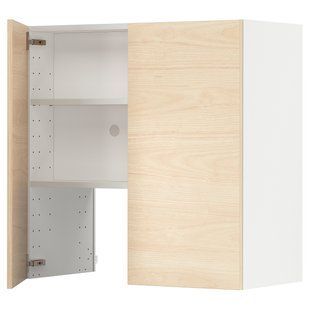 IKEA METOD (ІKEA МЕТОДЫ), Карнизна шафа з полицею/дверями, білий/Аскерсунд світлий ясен візерунок, 80x80 см, 295.043.35 29504335 фото