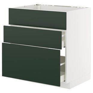 IKEA Підлогова шафа/витяжка цинт. з шухлядою, білий/Havstorp темно-зелений METOD / MAXIMERA, 295.566.16 29556616 фото