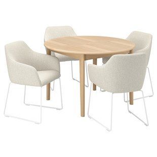 IKEA Стіл та 4 стільці, шпон світлого буку/білий Gunnared beige SKANSN&Auml;S / TOSSBERG, 195.615.19 19561519 фото