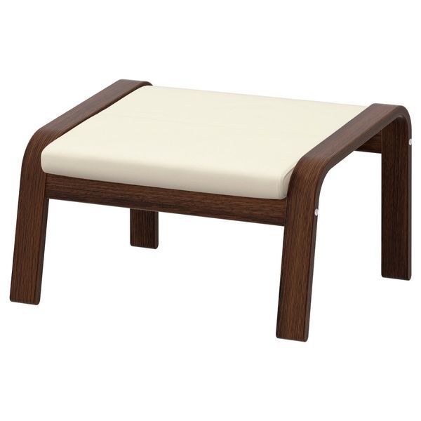IKEA POANG (ІKEA ПОАНГ), Крісло/підставка для ніг, коричневий/Глянець кремовий, 995.510.74 99551074 фото