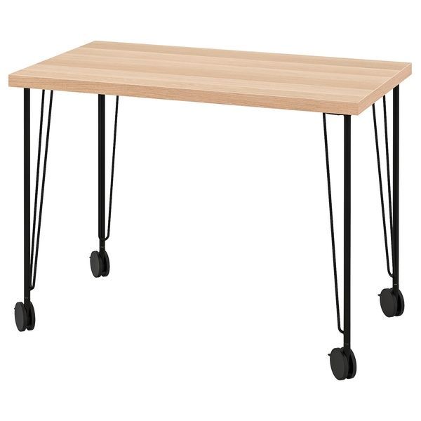 IKEA Письменный стол, дуб беленый/черный LINNMON / KRILLE, 195.097.05 19509705 фото