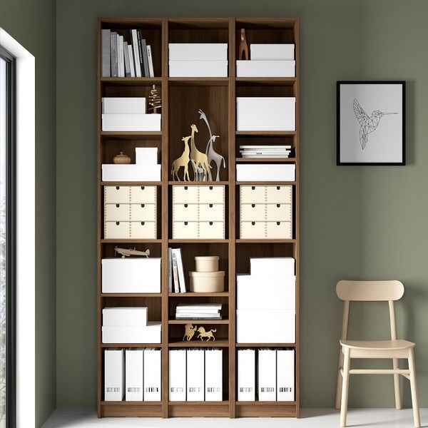 IKEA Комбинация полок с надставками, коричневый орех BILLY, 294.833.90 29483390 фото