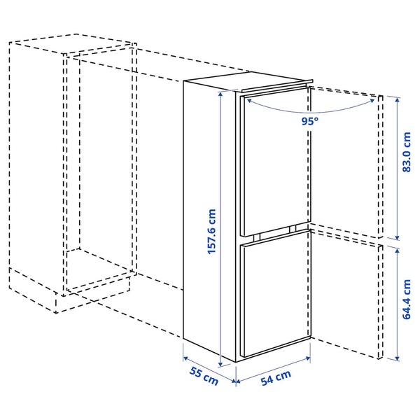 IKEA Холодильник/морозильник, встроенный IKEA 500 RÅKALL, 805.728.68 80572868 фото