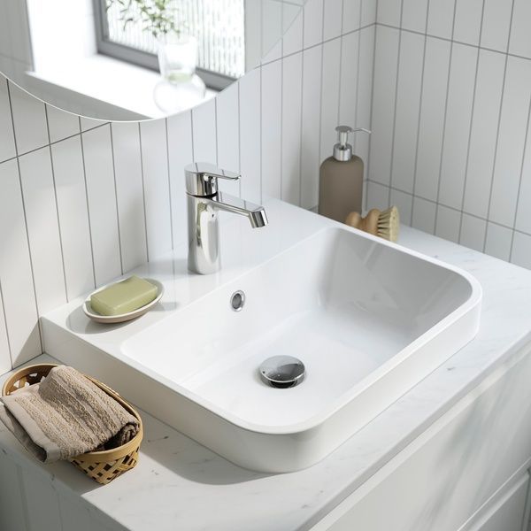 IKEA Умывальник с ящиками/мойкой/смесителем, имитация коричневого цвета. имитация дуба/серого камня &Auml;NGSJ&Ouml;N / BACKSJ&Ouml;N, 295.216.03 29521603 фото