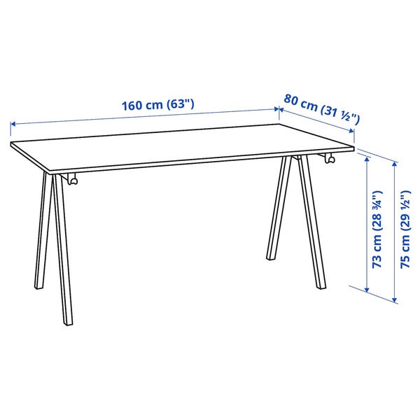 IKEA TROTTEN (ІKEA ТРОТТЕН), Письмовий стіл, білий, 160 x 80 см, 994.295.59 99429559 фото