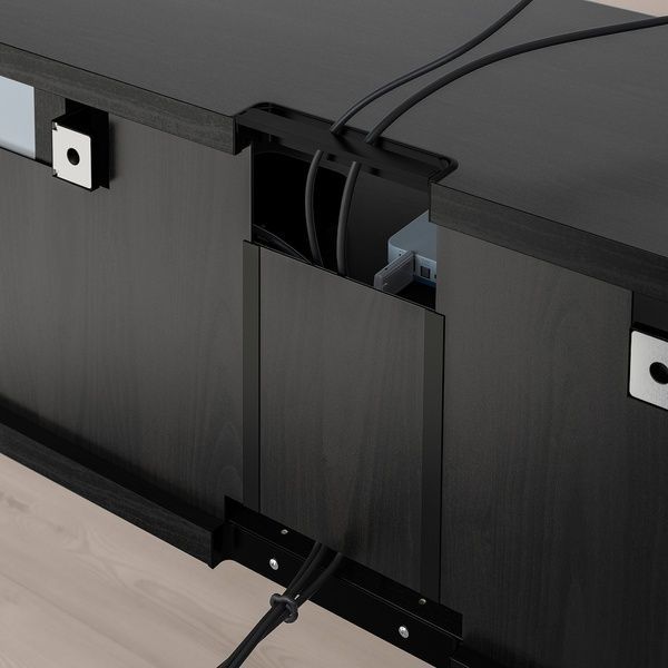 IKEA Комбинация ТВ/стекл дверцы, черно-коричневый/Лаппвикен черно-коричневое прозрачное стекло BEST&Aring;, 193.307.84 19330784 фото