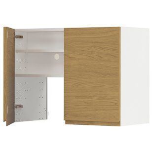 IKEA Шафа карнизна з полицею/дверцями біла/імітація Voxtorp. дубовий METOD, 995.384.93 99538493 фото