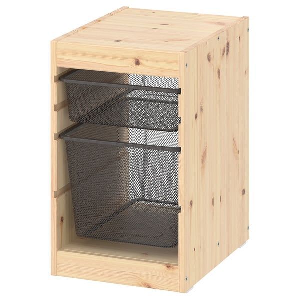 IKEA Полка с контейнерами, сосна светло-белая/темно-серая морилка TROFAST, 495.332.85 49533285 фото