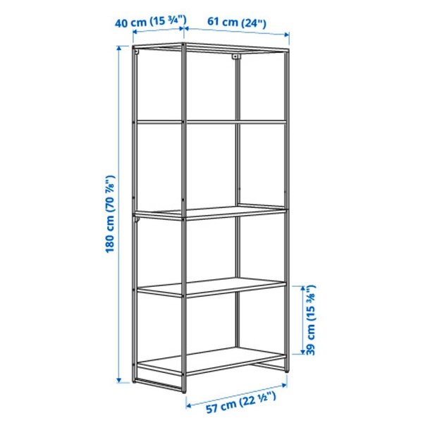 IKEA JOSTEIN (ИКЕА ЖОСТЕЙН), Книжный шкаф, вход/выход/белый металл, 61x40x180 см, 494.372.03 49437203 фото