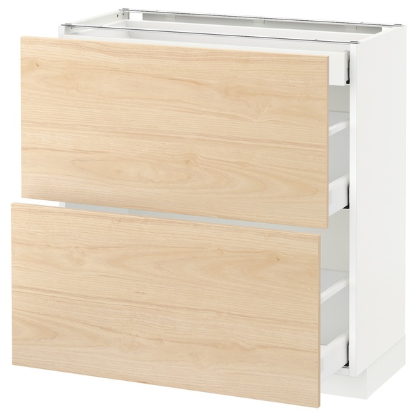 IKEA Sz stj 2fr/3sz, белый/Аскерсунд, узор светлый ясень METOD / MAXIMERA, 792.159.60 79215960 фото