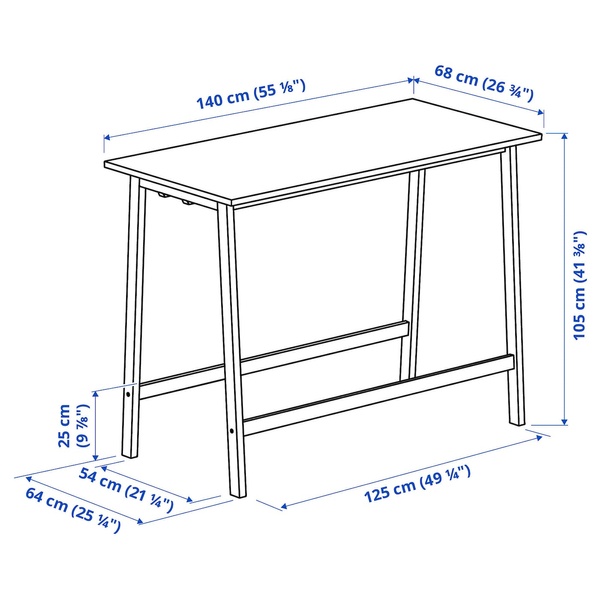 IKEA Стол для переговоров, шпон ясеня, мориленный черно-белый MITTZON, 995.330.61 99533061 фото