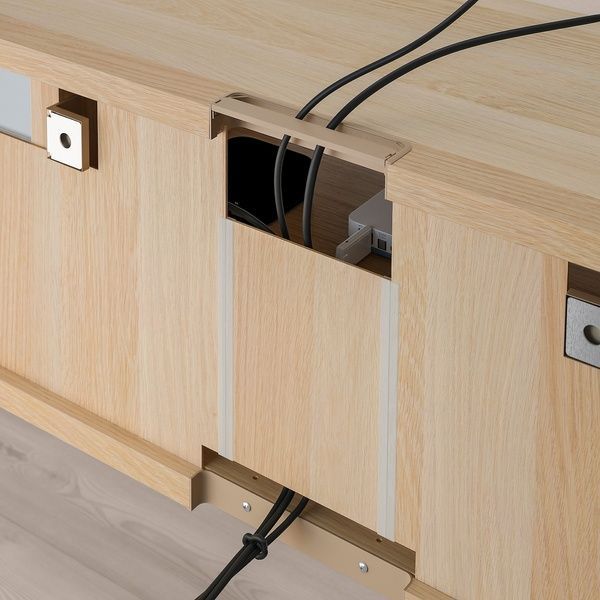 IKEA BEST&Aring; (ІKEA БЕСТО), Комбінація для зберігання ТВ/скляні дверцята, під вибілений дуб/прозоре скло під вибілений дуб Lappviken, 300x42x193 см, 094.063.88 09406388 фото
