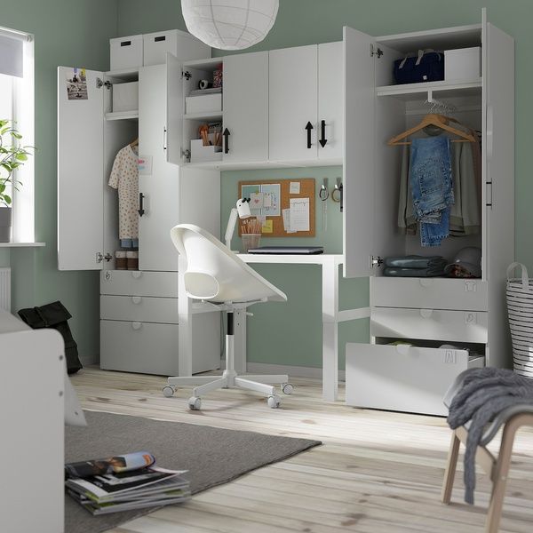 IKEA Книжный шкаф, белый/сиреневый SM&Aring;STAD / PLATSA, 895.555.05 89555505 фото