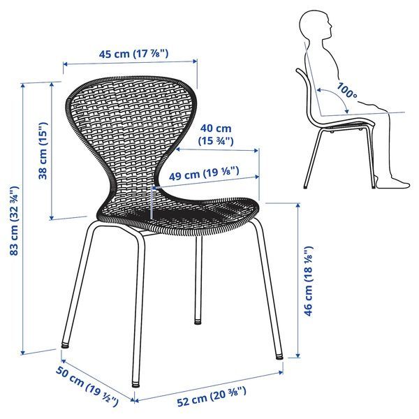 IKEA Стол и 4 стула, черный/черный ротанг LISABO / &Auml;LVSTA, 795.686.07 79568607 фото